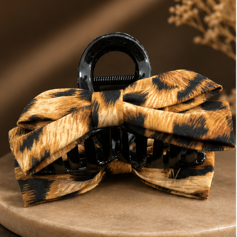 Elegant Printed Bow Hair Claw Clip