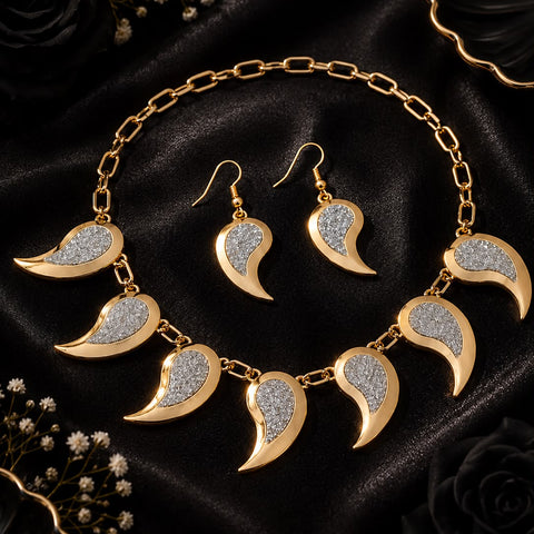 Golden Luxe Crystal Teardrop Necklace & Earrings Set