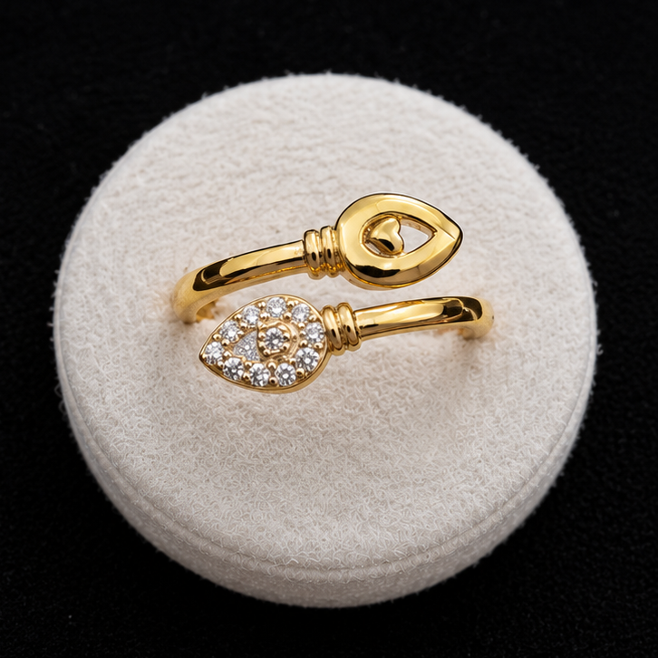 Gold-Plated Adjustable Evil Eye Zircon Ring