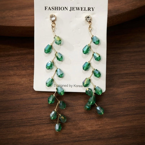 Emerald Crystal Vine Drop Earrings
