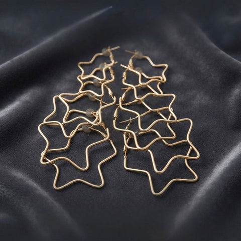Minimalist Abstract Star Drop Earrings – Modern Geometric Statement Earrings for Women