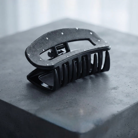 Elegant Matte Black Rhinestone Hair Claw Clip