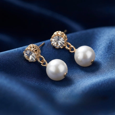 Elegant Pearl Drop Stud Earrings