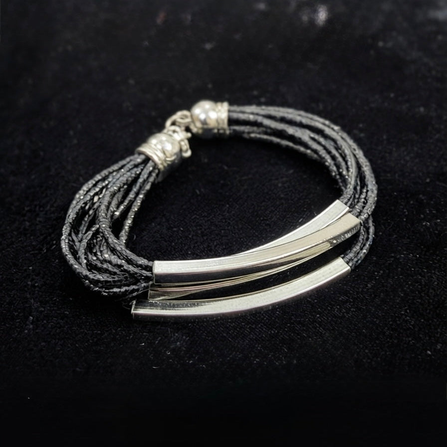 Elegant Multi-Strand Silver Bar Bracelet