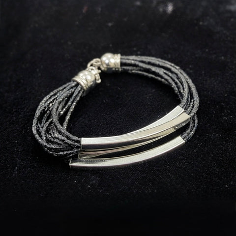 Elegant Multi-Strand Silver Bar Bracelet
