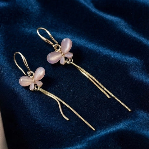 Blush Bloom Tassel Drop Earrings