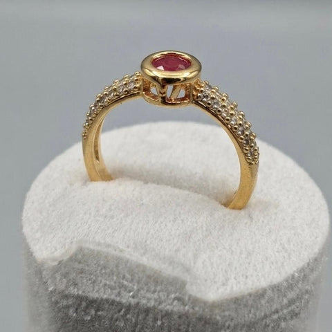 Royal Blush Ruby Crystal Ring – Gold-Tone Elegant Women's Ring