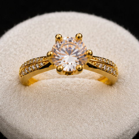 Luxury Gold-Plated Adjustable Solitaire Ring
